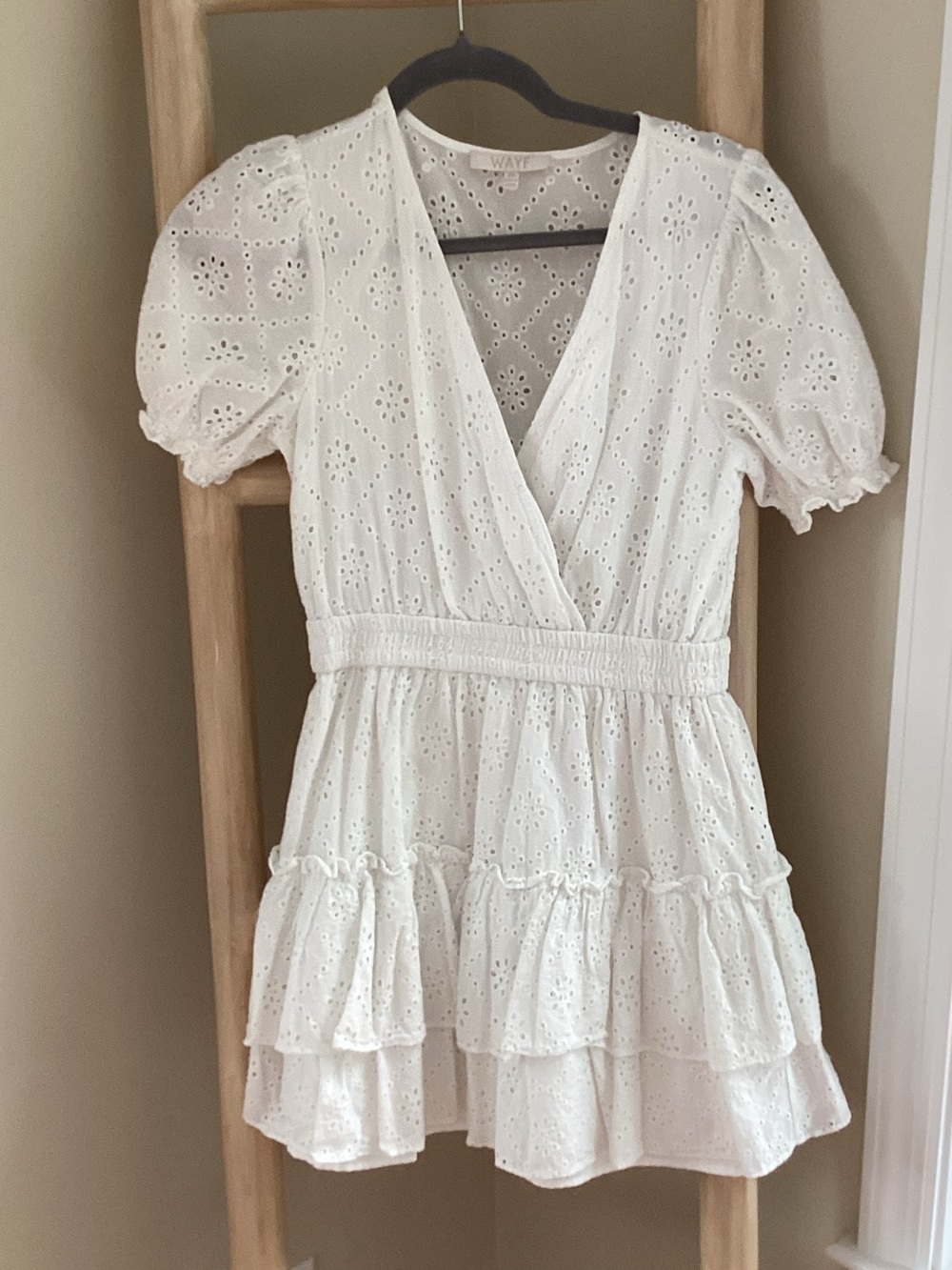 Wayf White Eyelet Mini Dress